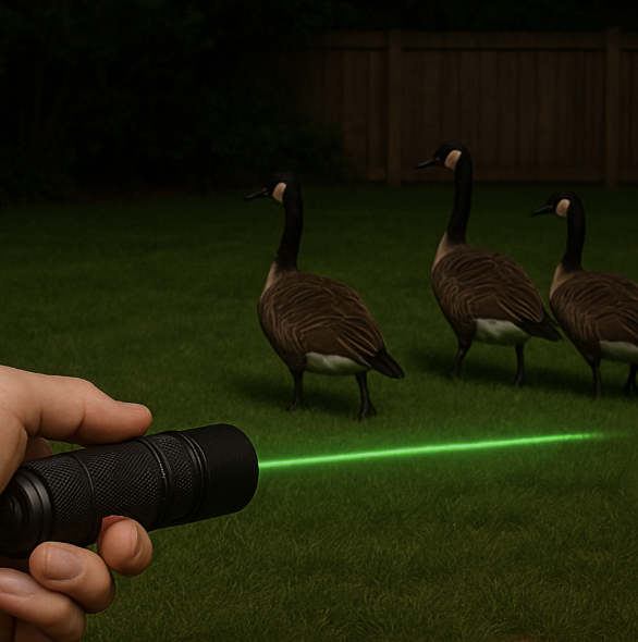 Handheld laser deterring geese